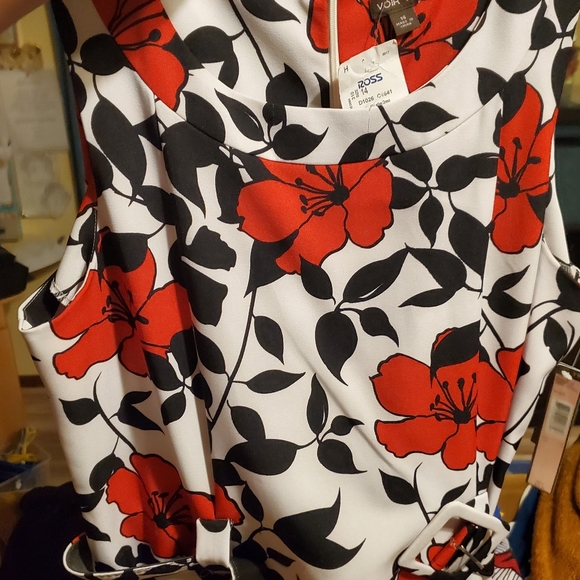 Women Red Floral Dress - Picture 2 of 15